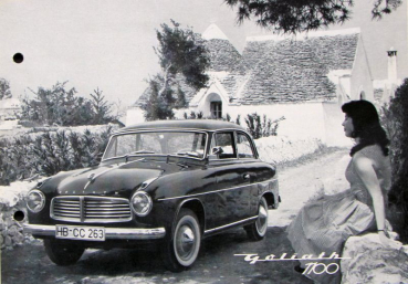 Goliath 1100 Modellprogramm 1954 Automobilprospekt (10100)